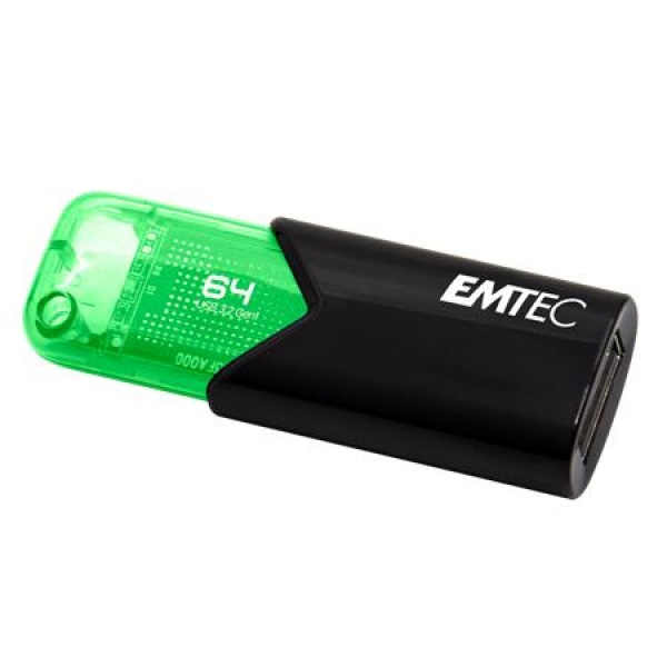 Pendrive 64GB USB 3.2 EMTEC B110 Click Easy fekete-zöld
