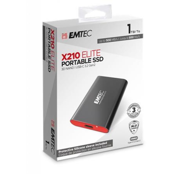 SSD (külső memória) 1TB USB 3.2 500/500 MB/s EMTEC X210
