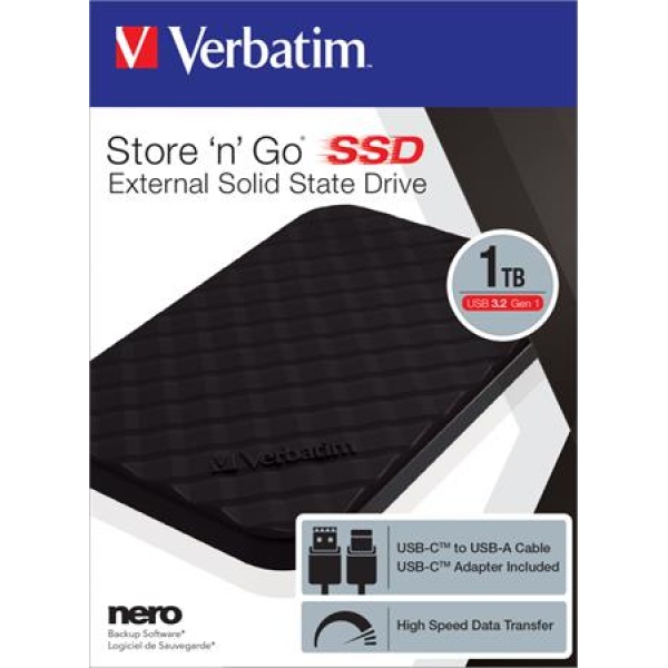 SSD (külső memória) 1TB USB 3.2 VERBATIM Storen Go fekete