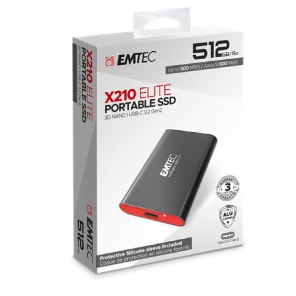 SSD (külső memória) 512GB USB 3.2 500/500 MB/s EMTEC X210