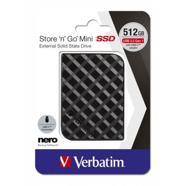 SSD (külső memória) 512GB USB 3.2 VERBATIM Store n Go Mini fekete