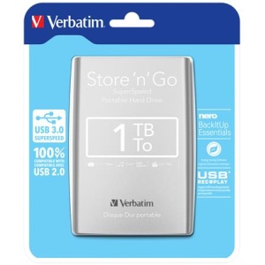 25  HDD (merevlemez) 1TB USB 3.0 VERBATIM ezüst