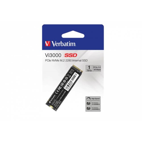 SSD (belső memória) 1TB PCIe NVMe M2 3300/1300 MB/s VERBATIM Vi3000