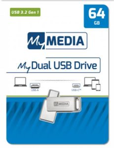 Pendrive 64GB USB 3.2 Gen1 + USB-C alumínium ház MYMEDIA  Dual  (by VERBATIM)